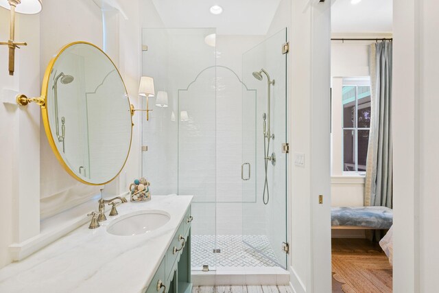 50 Camellia St, Santa Rosa Beach, FL 32459 - full bathroom featuring a stall shower and vanity