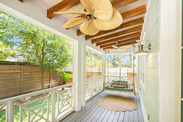 50 Camellia St, Santa Rosa Beach, FL 32459 - wooden deck featuring a ceiling fan and fence