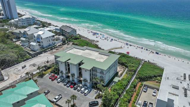 drone / aerial view of unending shoreline