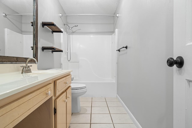 1501 Royal Palm Dr, Niceville, FL 32578 - full bath with a textured ceiling, toilet, tile patterned floors, vanity, and  shower combination