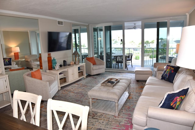 900 Gulf Shore Dr Unit 3042, Destin, FL 32541 - living area with crown molding and ceiling fan