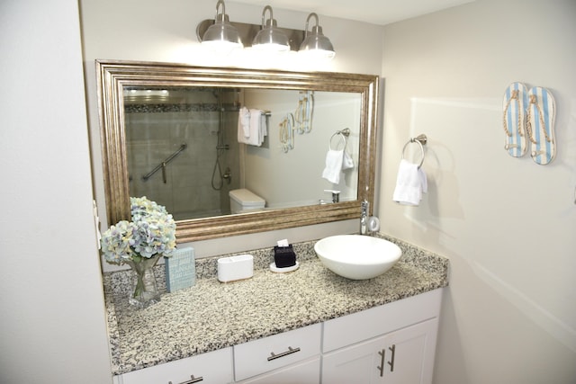 900 Gulf Shore Dr Unit 3042, Destin, FL 32541 - bathroom with vanity, a shower stall, and toilet