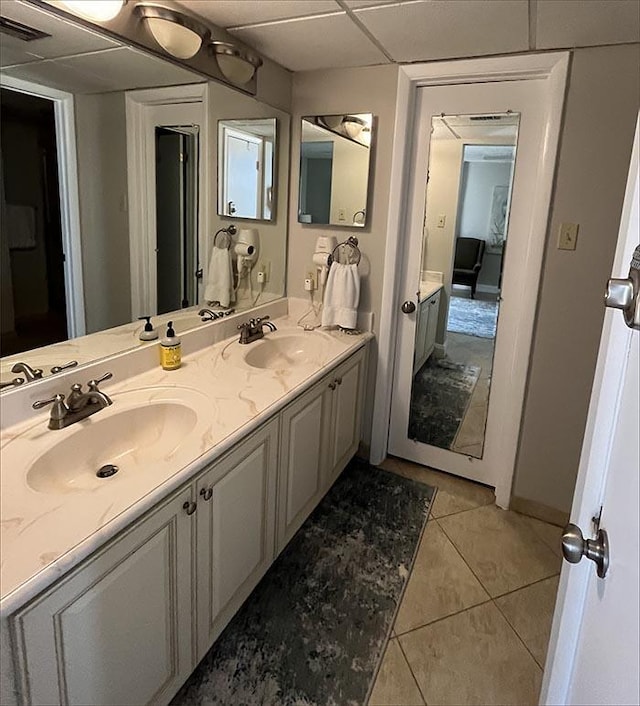 11757 Front Beach Rd Unit W600, Panama City Beach, FL 32407 - bathroom with a sink, tile patterned floors, double vanity, and visible vents