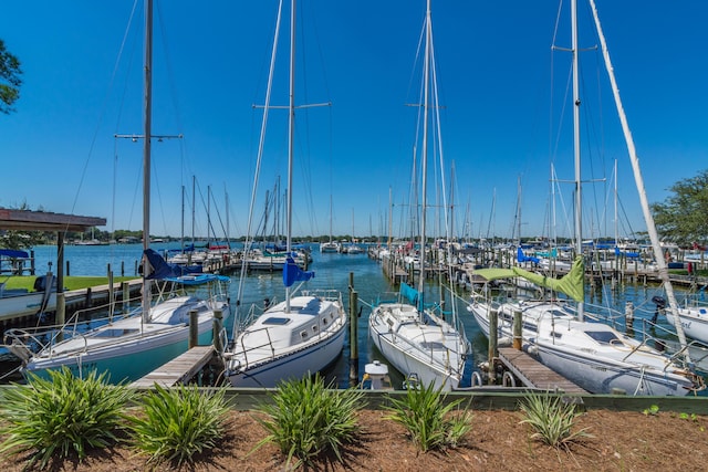 view of dock featuring a water view