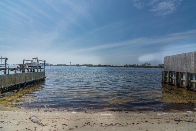 dock area with a water view