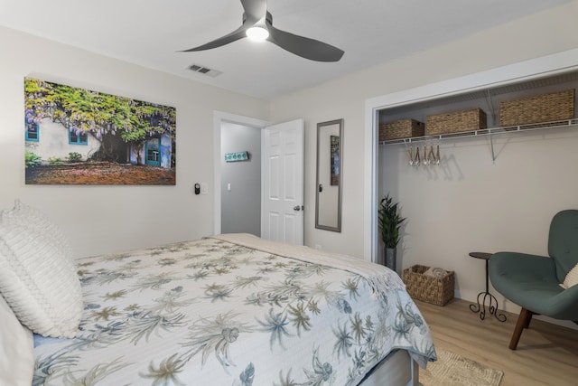 399 Linkside Dr, Miramar Beach, FL 32550 - bedroom featuring wood finished floors, a closet, and a ceiling fan