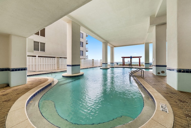 community pool with fence