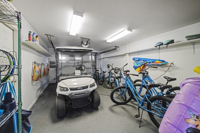 garage with a garage door opener