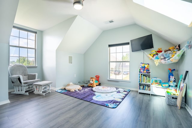 508 Boulder St, Crestview, FL 32536 - rec room featuring wood finished floors, baseboards, and lofted ceiling