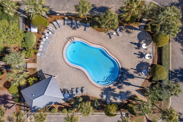 aerial view of a pool