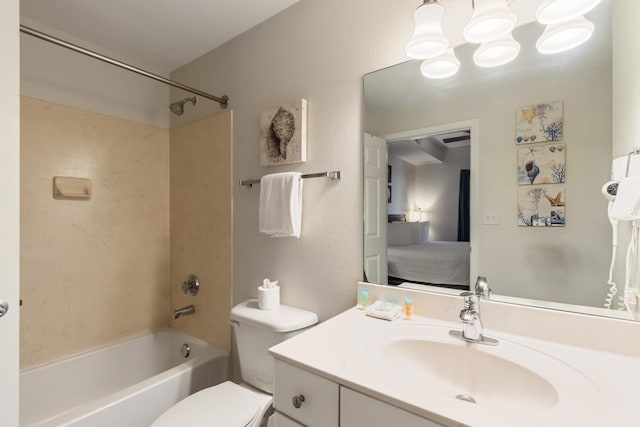16819 Front Beach Rd Unit 1114, Panama City Beach, FL 32413 - bathroom featuring connected bathroom, shower / washtub combination, vanity, toilet, and a textured wall