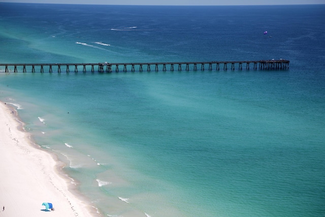 16819 Front Beach Rd Unit 2415, Panama City Beach, FL 32413 - water view featuring a pier and local beach