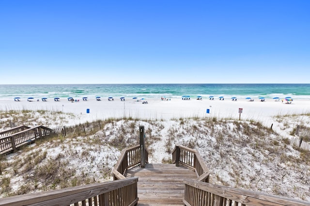 property view of water with a beach view
