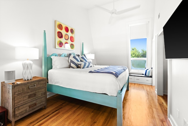 bedroom with light wood-type flooring
