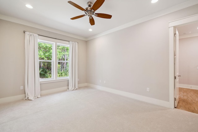 180 Blakely Drew Blvd, Santa Rosa Beach, FL 32459 - carpeted spare room with ornamental molding, ceiling fan, recessed lighting, and baseboards