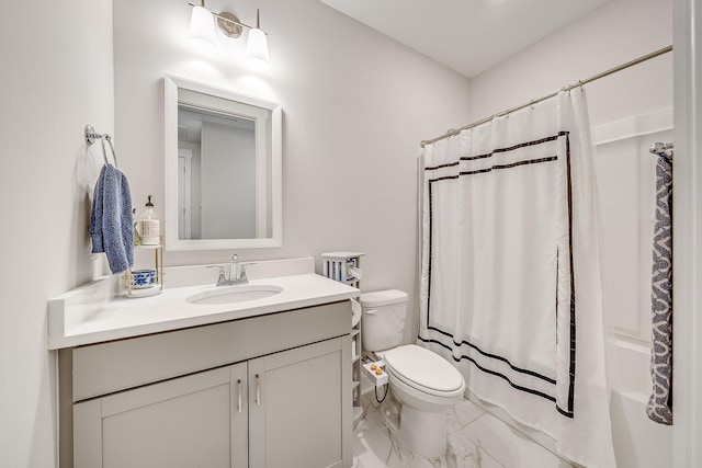 2108 Royal Tern St, Panama City, FL 32405 - full bath with vanity, shower / bath combo, toilet, and marble finish floor