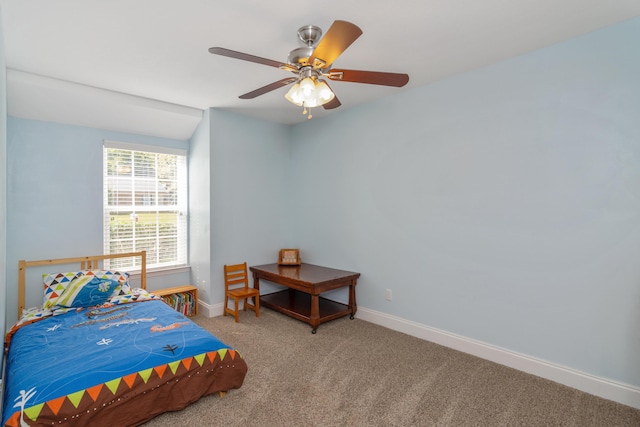 511 Oak Ave, Niceville, FL 32578 - bedroom with carpet flooring, baseboards, and a ceiling fan