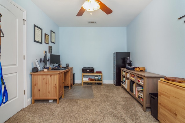 511 Oak Ave, Niceville, FL 32578 - office featuring carpet floors, ceiling fan, and baseboards