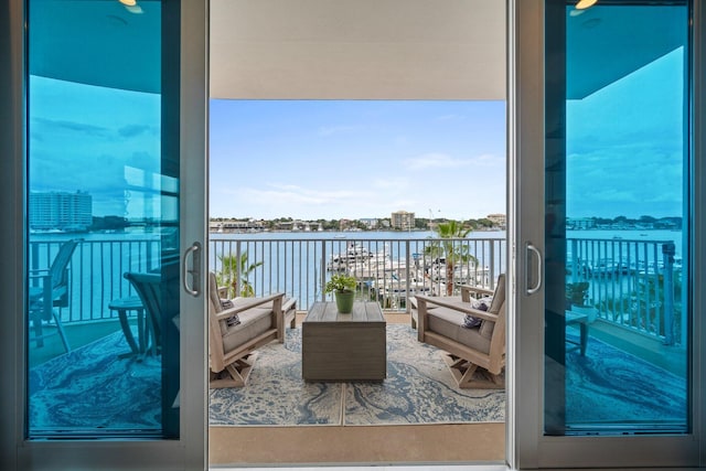 balcony with a water view