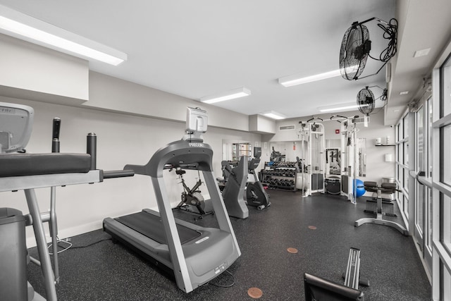 gym with a wealth of natural light