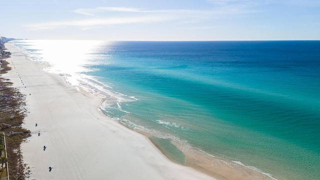 property view of water featuring a view of the beach