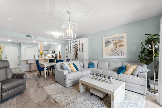 515 Topsl Beach Blvd # 106, Miramar Beach, FL 32550 - living area with a chandelier, visible vents, and recessed lighting