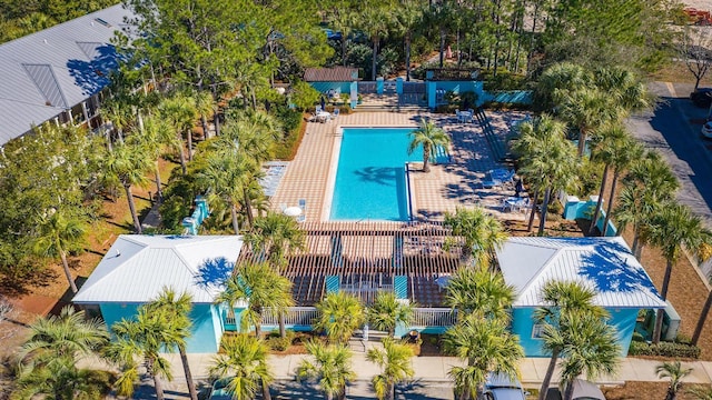 bird's eye view of a pool