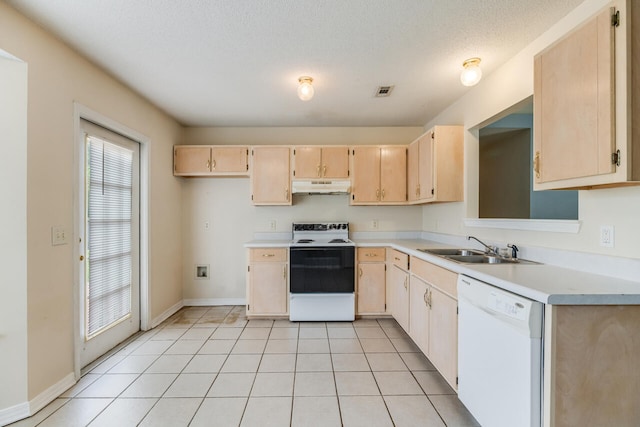 15 Flora Cv, Crestview, FL 32539 - kitchen featuring dishwasher, range with electric cooktop, under cabinet range hood, and light brown cabinets