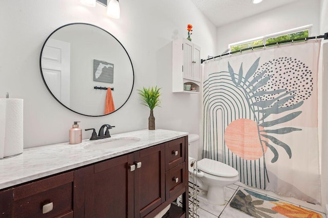 4475 New Market Rd, Niceville, FL 32578 - full bath with vanity, toilet, tile patterned floors, and a shower with curtain