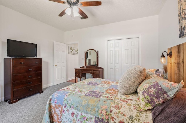 4475 New Market Rd, Niceville, FL 32578 - carpeted bedroom featuring a closet, a ceiling fan, and baseboards