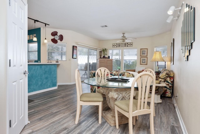 775 Gulf Shore Dr Unit 9222, Destin, FL 32541 - dining space featuring wood finished floors, ceiling fan, and baseboards