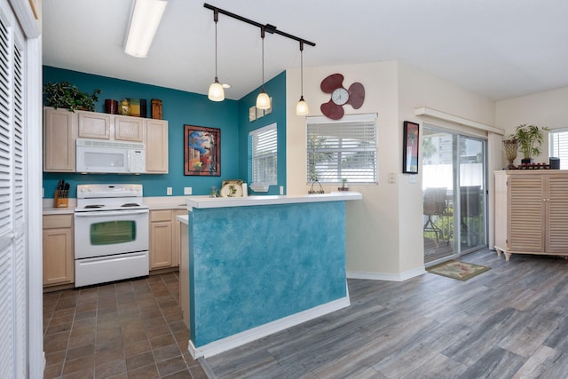 775 Gulf Shore Dr Unit 9222, Destin, FL 32541 - kitchen with white appliances, light countertops, pendant lighting, baseboards, and rail lighting