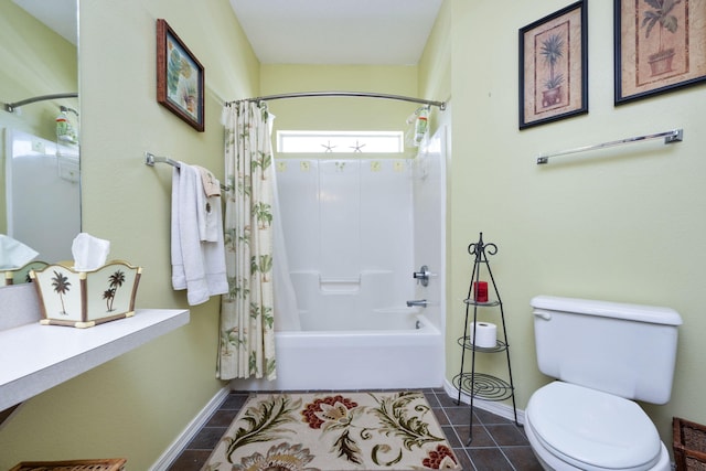 775 Gulf Shore Dr Unit 9222, Destin, FL 32541 - full bathroom with shower / bathtub combination with curtain, toilet, baseboards, and tile patterned flooring
