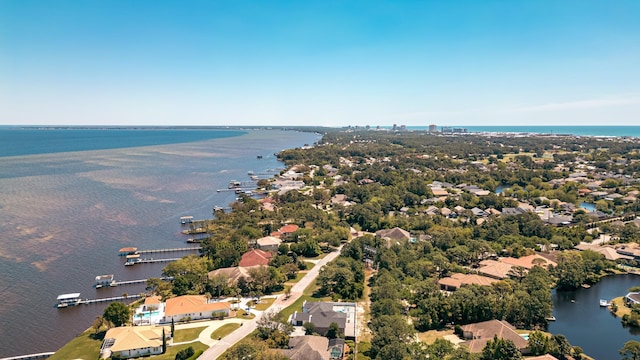 aerial view of a nearby body of water