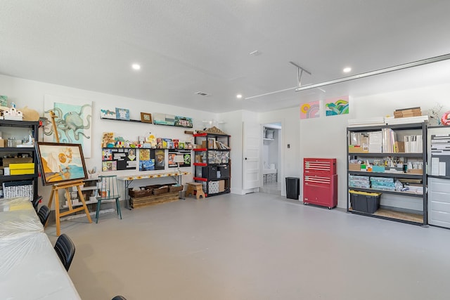 garage with recessed lighting