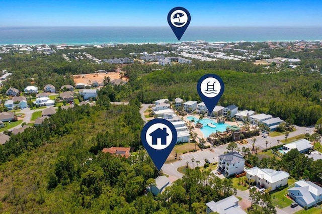 drone / aerial view of a pool area