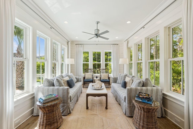 17 Compass Point Way, Watersound, FL 32461 - sunroom with wood finished floors, ornamental molding, french doors, and recessed lighting