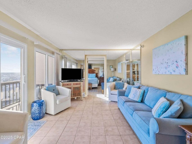 23223 Front Beach Rd Unit A114, Panama City Beach, FL 32413 - living area featuring light tile patterned flooring and a textured ceiling