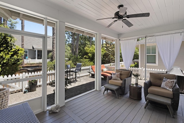 105 Somersault Ln, Inlet Beach, FL 32461 - sunroom / solarium featuring an outdoor hangout area and ceiling fan