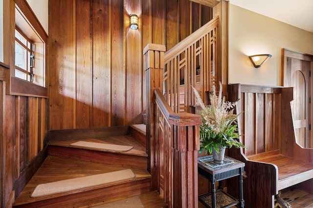 25 17th St, Apalachiacola, FL 32320 - staircase with wood walls