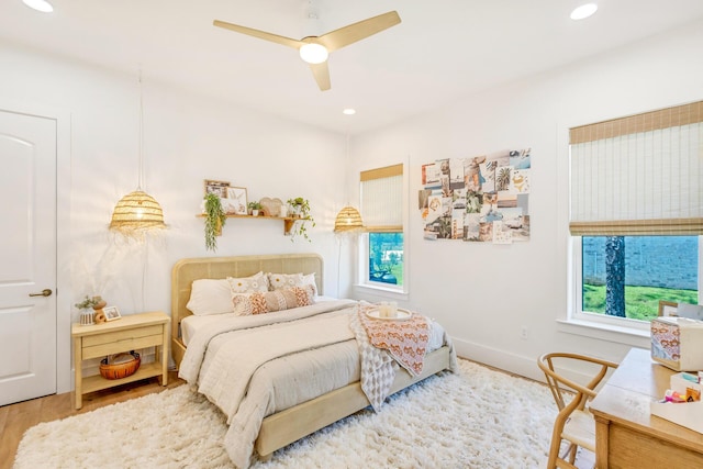 1341 Driftwood Point Rd, Santa Rosa Beach, FL 32459 - bedroom featuring wood finished floors, recessed lighting, and ceiling fan