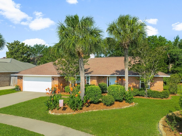 149 Kel Wen Cir, Destin, FL 32541 - view of front of property featuring driveway, a front yard, a garage, and brick siding