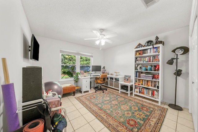 149 Kel Wen Cir, Destin, FL 32541 - tiled office with a ceiling fan and a textured ceiling