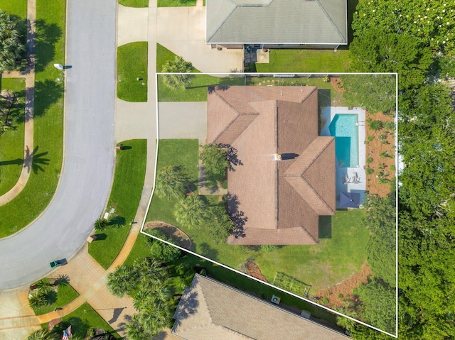 149 Kel Wen Cir, Destin, FL 32541 - aerial view of property's location with property parcel outlined and a pool area