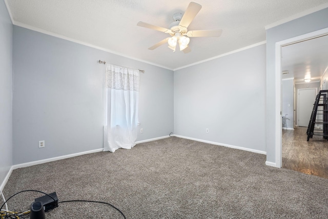 205 Florence Dr, Defuniak Springs, FL 32433 - carpeted spare room featuring crown molding, a ceiling fan, and baseboards