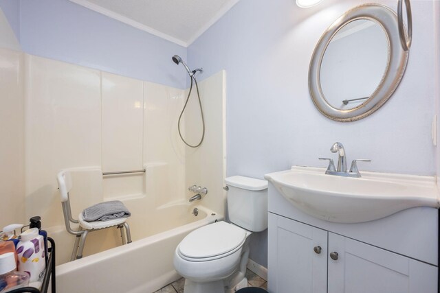 205 Florence Dr, Defuniak Springs, FL 32433 - bathroom with crown molding, toilet, vanity, and shower / washtub combination