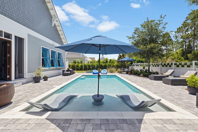 view of pool with a patio area and a fenced backyard