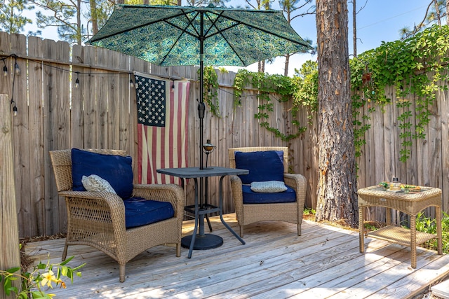 deck featuring fence