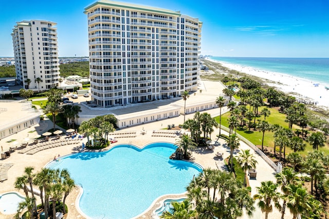 15400 Emerald Coast Pkwy Unit 301, Destin, FL 32541 - view of swimming pool with view of water and beach