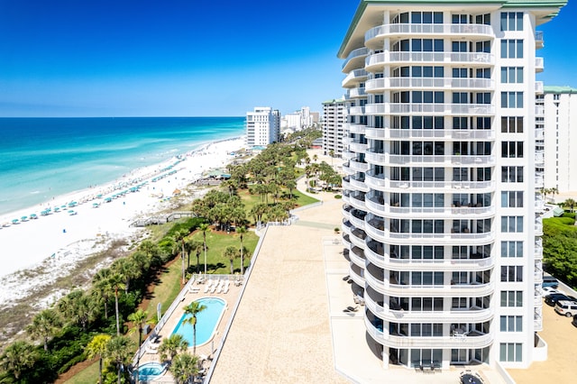15400 Emerald Coast Pkwy Unit 301, Destin, FL 32541 - drone / aerial view of apartment complex and waterfront with a beach